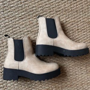 Dirty Laundry Beige and Black Ankle Boots